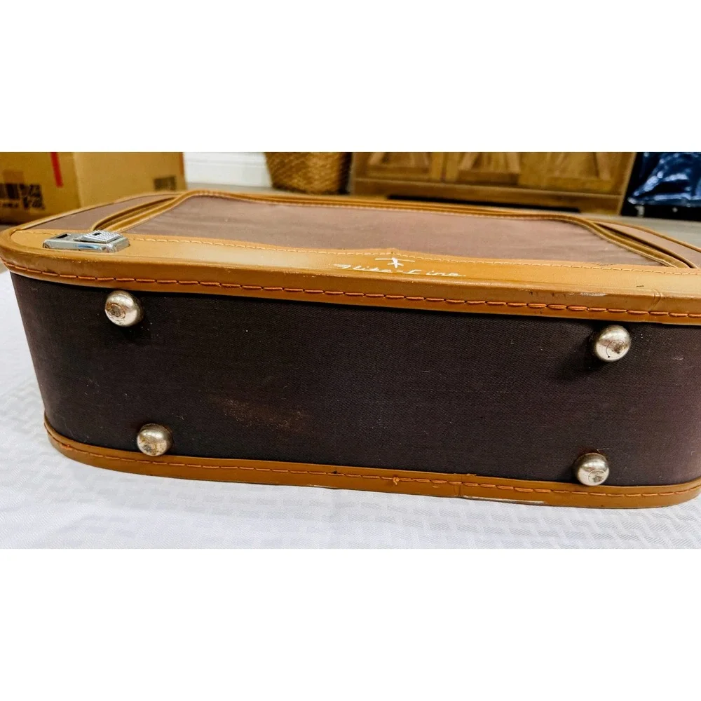 Vintage Flite-Line Carry On Suitcase Luggage Brown Tan 21